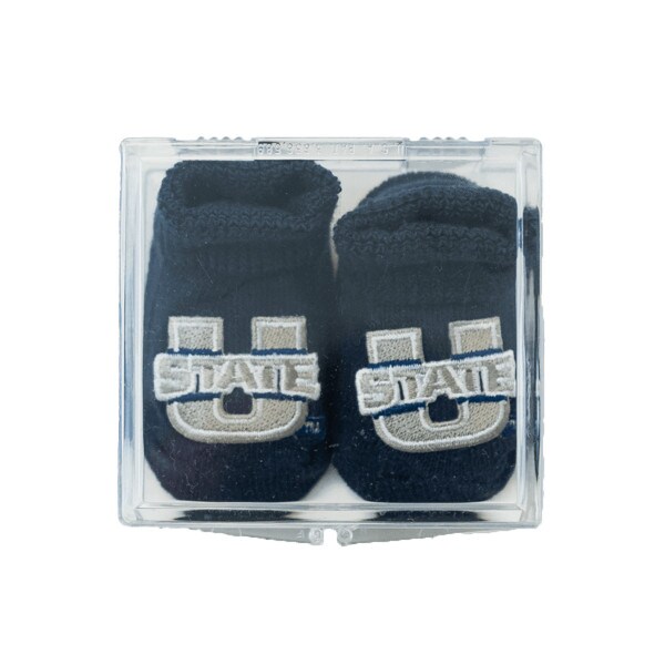 utah state infant baby bootie gift box navy